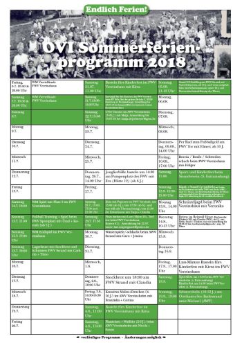 Ferienprogramm 2018